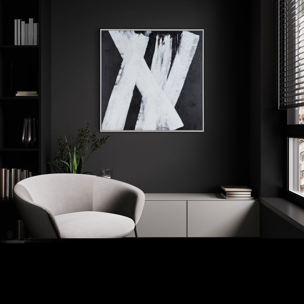 Intersecting Dimensions Hand Painted White Floater Frame Wall Art HomeRoots