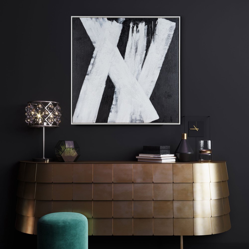 Intersecting Dimensions Hand Painted White Floater Frame Wall Art HomeRoots