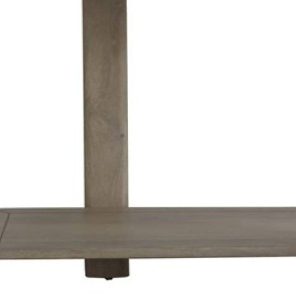 54" Natural Solid Wood Distressed Console Table With Shelf HomeRoots