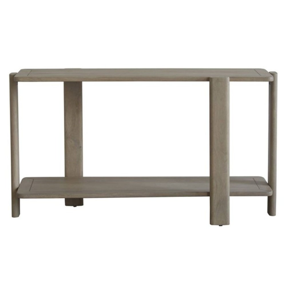 54" Natural Solid Wood Distressed Console Table With Shelf HomeRoots