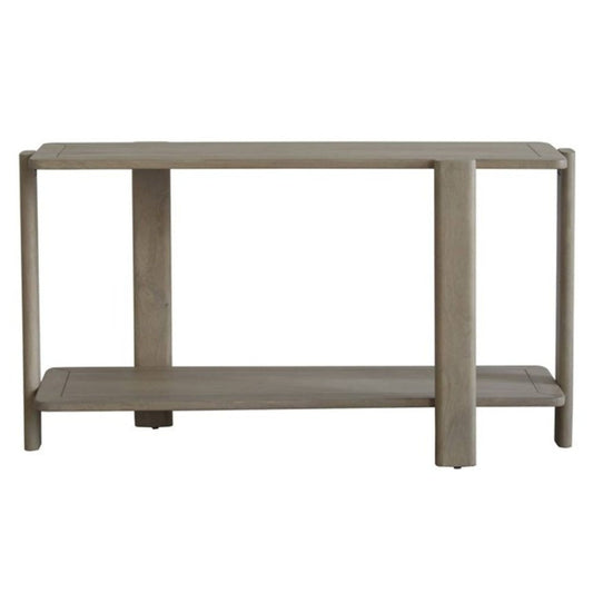 54" Natural Solid Wood Distressed Console Table With Shelf HomeRoots