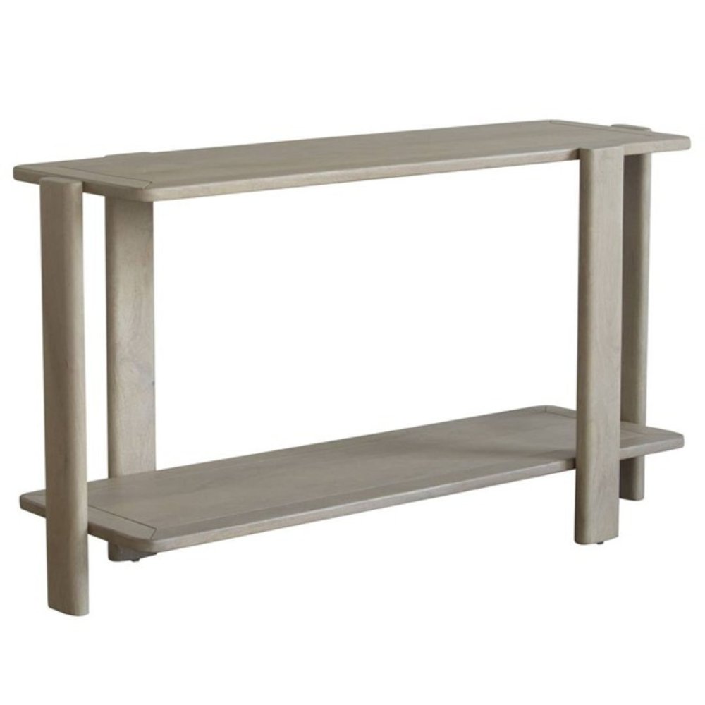 54" Natural Solid Wood Distressed Console Table With Shelf HomeRoots