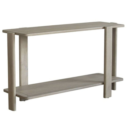 54" Natural Solid Wood Distressed Console Table With Shelf HomeRoots