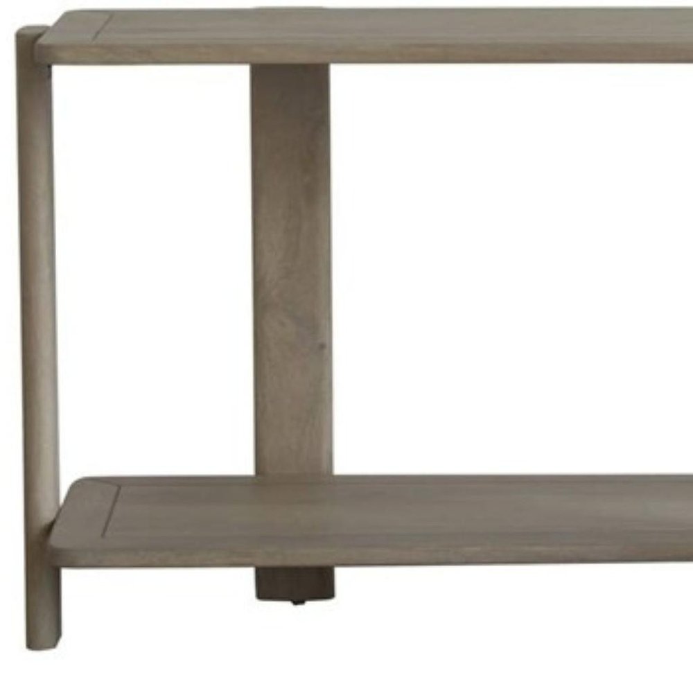 54" Natural Solid Wood Distressed Console Table With Shelf HomeRoots