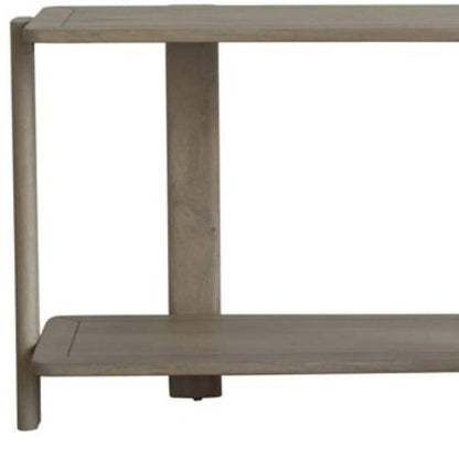 54" Natural Solid Wood Distressed Console Table With Shelf HomeRoots
