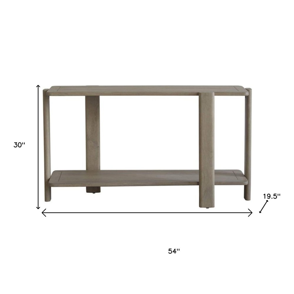 54" Natural Solid Wood Distressed Console Table With Shelf HomeRoots