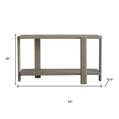 54" Natural Solid Wood Distressed Console Table With Shelf HomeRoots