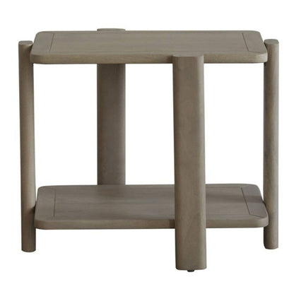 22" Natural Distressed Solid Wood End Table With Shelf HomeRoots