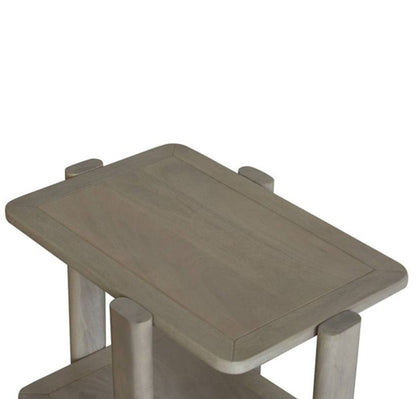 22" Natural Distressed Solid Wood End Table With Shelf HomeRoots