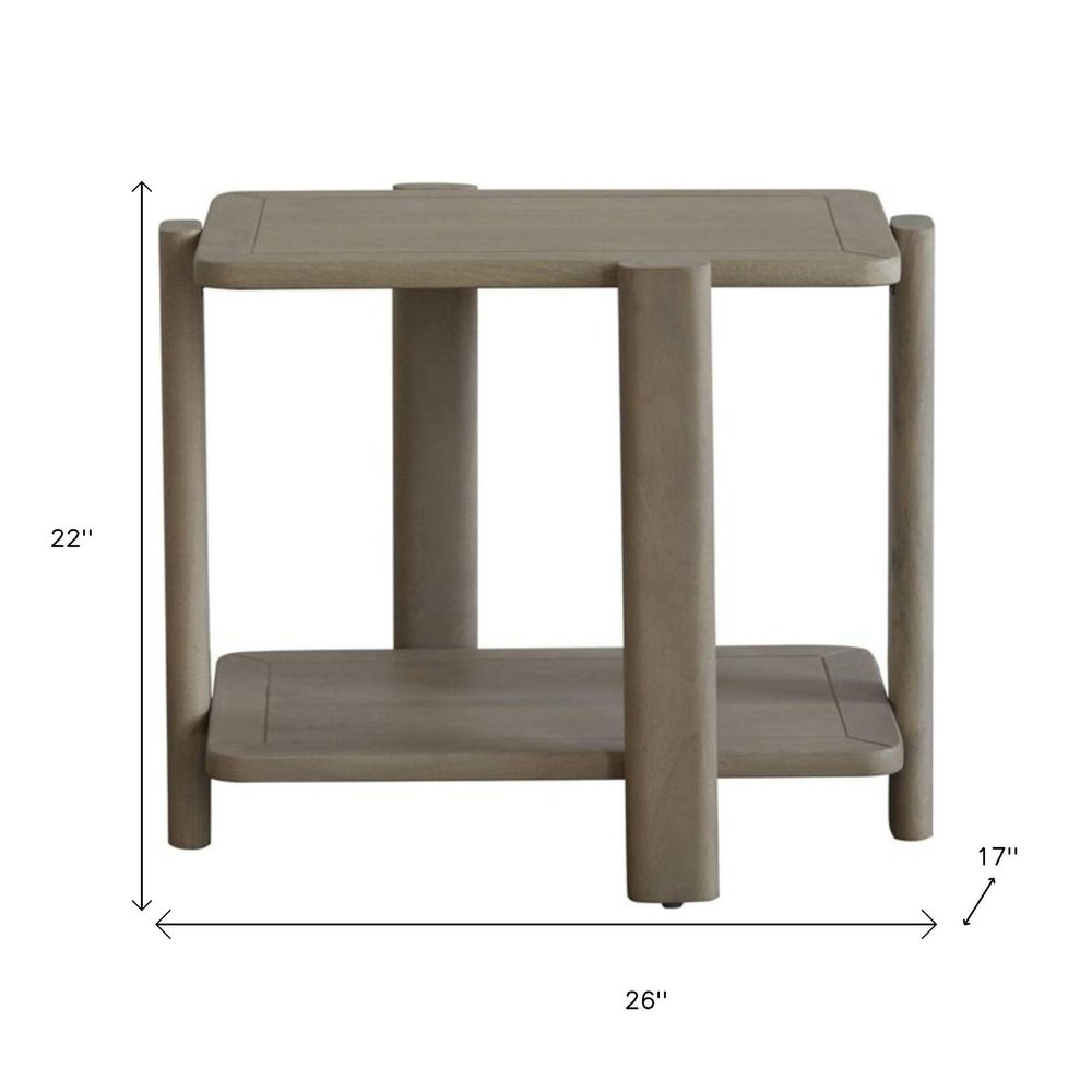 22" Natural Distressed Solid Wood End Table With Shelf HomeRoots