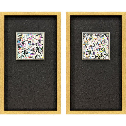 Set Of Two Multi Color Modern Abstract Gold Framed Wall Art HomeRoots