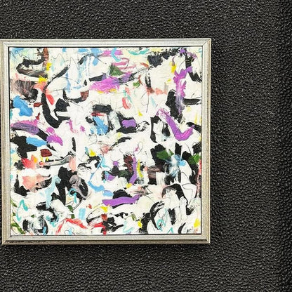 Set Of Two Multi Color Modern Abstract Gold Framed Wall Art