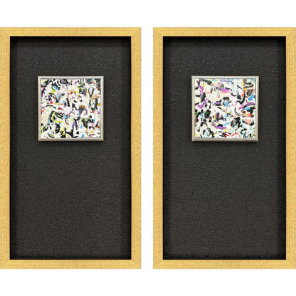 Set Of Two Multi Color Modern Abstract Gold Framed Wall Art HomeRoots