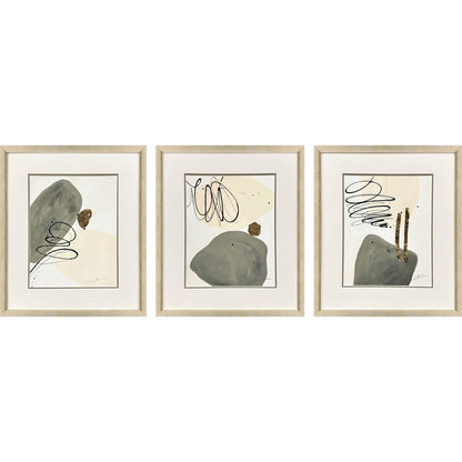 Set Of Three Rock Garden Gold Framed Wall Art HomeRoots