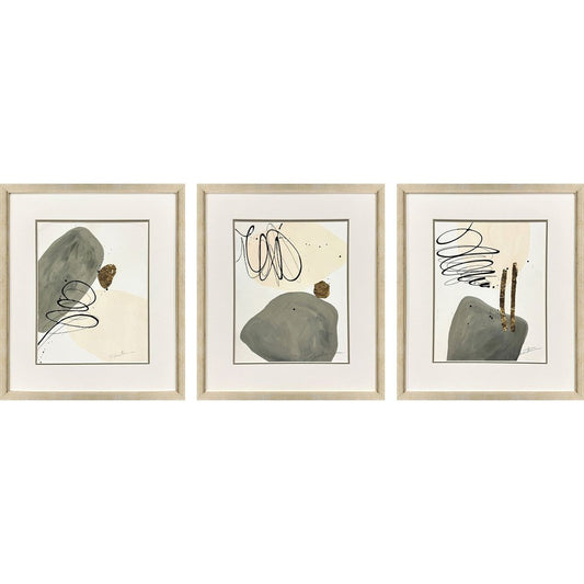 Set Of Three Rock Garden Gold Framed Wall Art HomeRoots