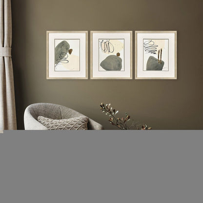 Set Of Three Rock Garden Gold Framed Wall Art HomeRoots
