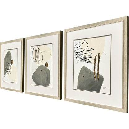 Set Of Three Rock Garden Gold Framed Wall Art HomeRoots
