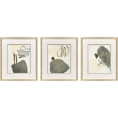 Set Of Three Rock Garden Gold Framed Wall Art HomeRoots