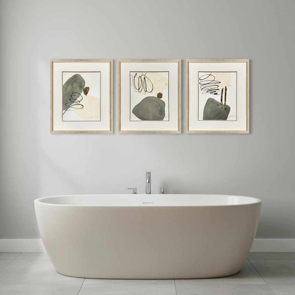 Set Of Three Rock Garden Gold Framed Wall Art HomeRoots