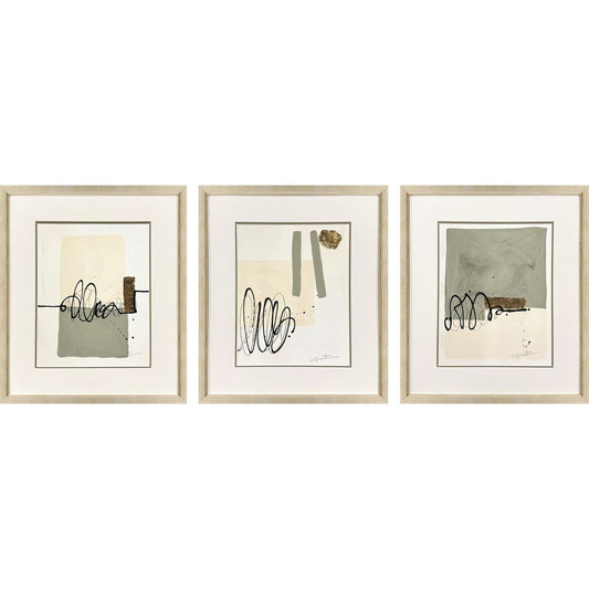 Set Of Three Private Property Gold Framed Wall Art HomeRoots