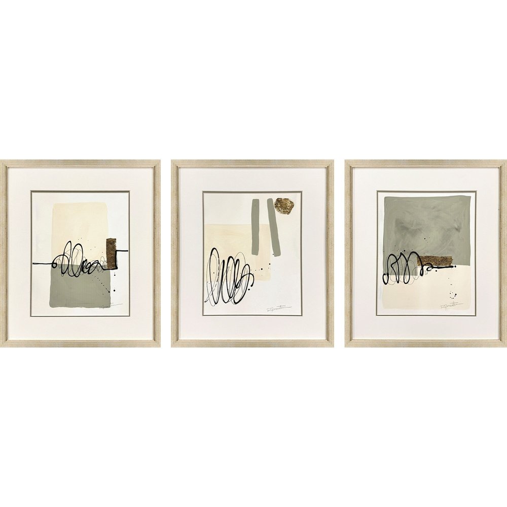Set Of Three Private Property Gold Framed Wall Art HomeRoots