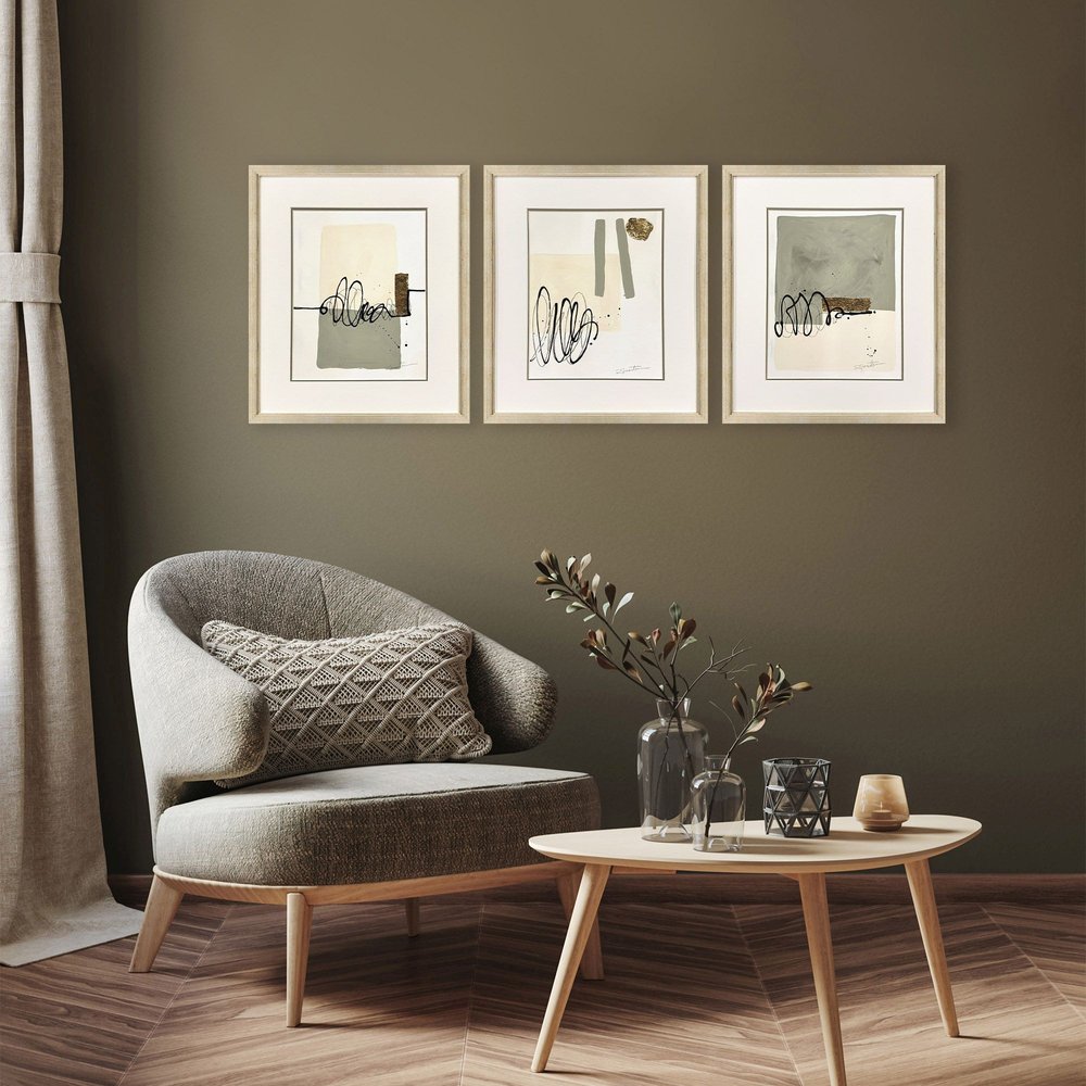 Set Of Three Private Property Gold Framed Wall Art HomeRoots