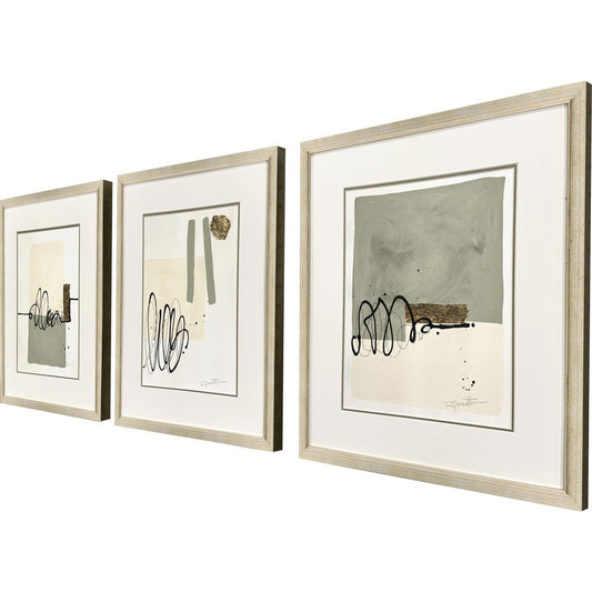Set Of Three Private Property Gold Framed Wall Art HomeRoots