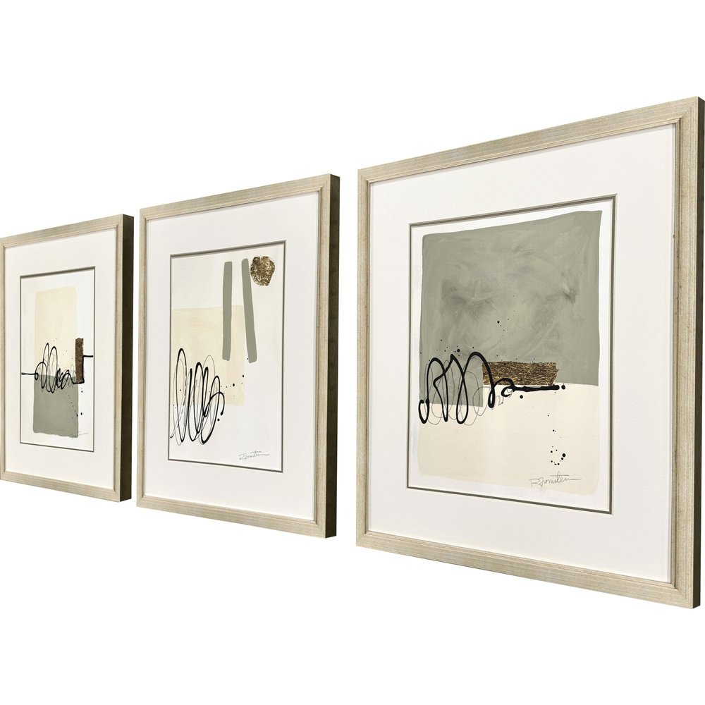Set Of Three Private Property Gold Framed Wall Art HomeRoots