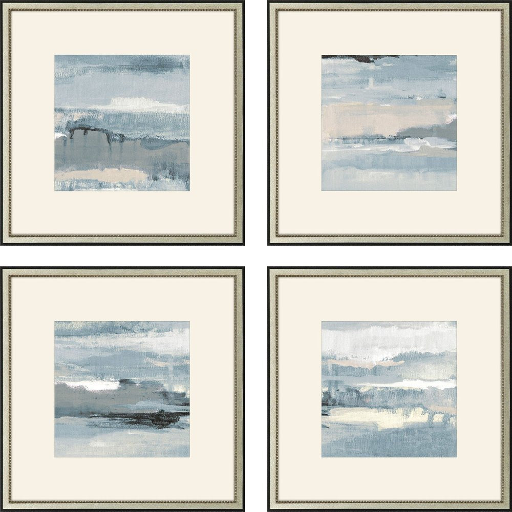 Set Of Four Splendid Blues Silver Framed Wall Art HomeRoots