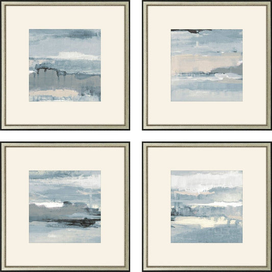 Set Of Four Splendid Blues Silver Framed Wall Art HomeRoots