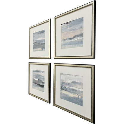 Set Of Four Splendid Blues Silver Framed Wall Art HomeRoots