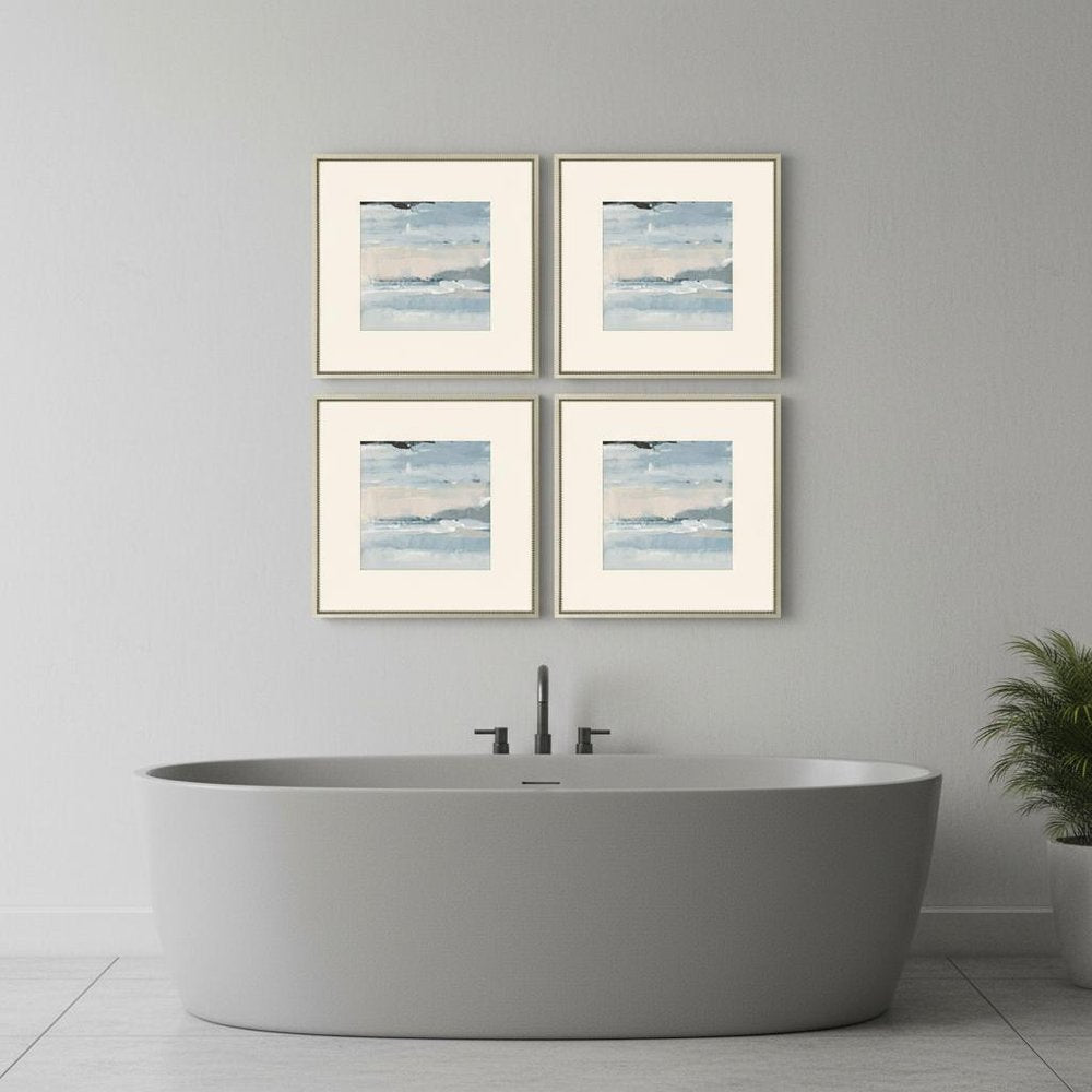 Set Of Four Splendid Blues Silver Framed Wall Art HomeRoots