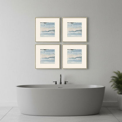 Set Of Four Splendid Blues Silver Framed Wall Art HomeRoots