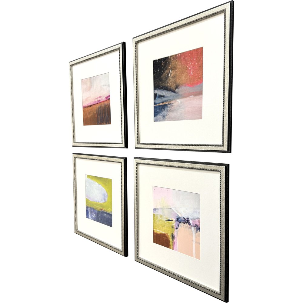 Set Of Four Composition in Copper Silver Framed Wall Art HomeRoots