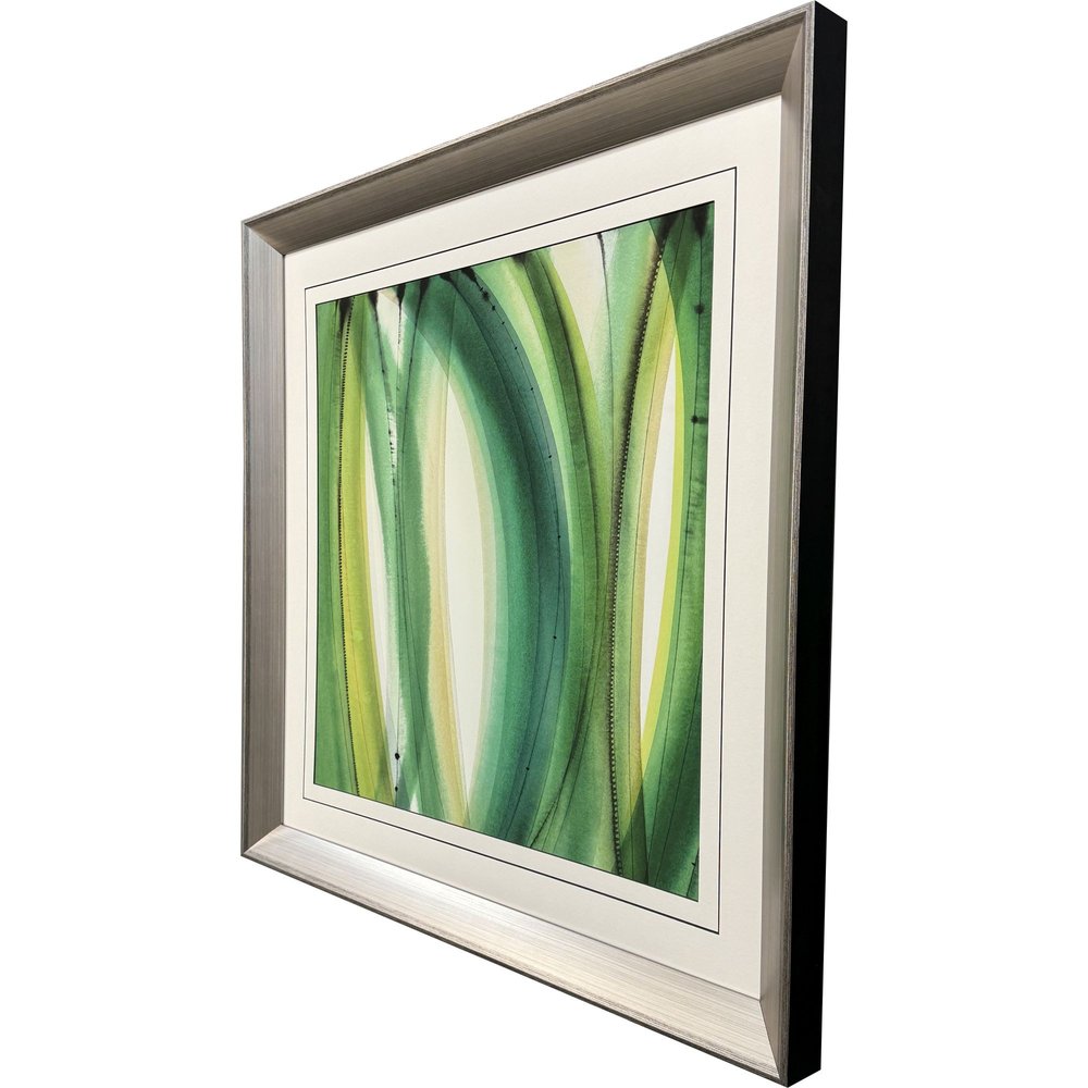 Modern Abstract Green Leaves Silver Framed Wall Art HomeRoots