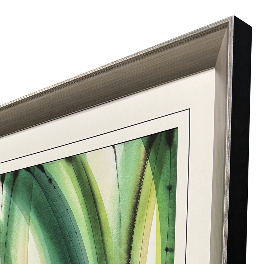 Modern Abstract Green Leaves Silver Framed Wall Art HomeRoots