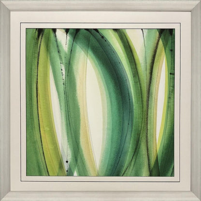 Modern Abstract Green Leaves Silver Framed Wall Art HomeRoots