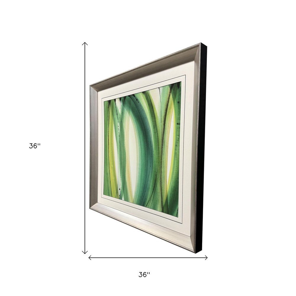 Modern Abstract Green Leaves Silver Framed Wall Art HomeRoots