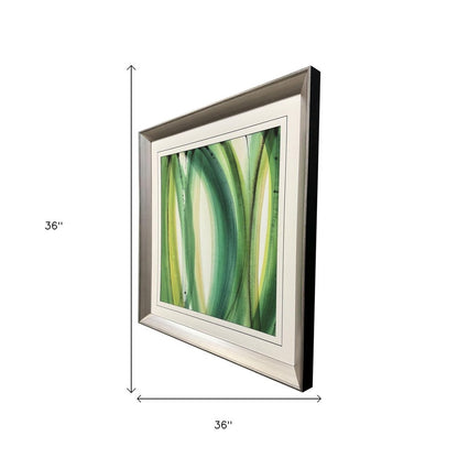 Modern Abstract Green Leaves Silver Framed Wall Art HomeRoots