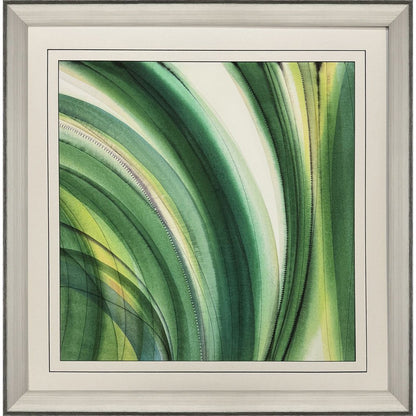 Modern Abstract Green Curvy Leaves Silver Framed Wall Art HomeRoots