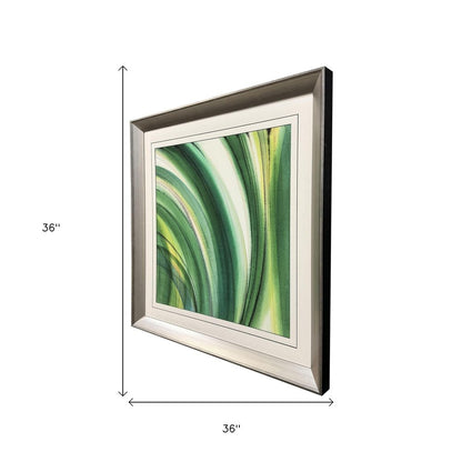 Modern Abstract Green Curvy Leaves Silver Framed Wall Art HomeRoots