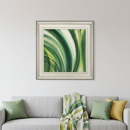 Modern Abstract Green Curvy Leaves Silver Framed Wall Art HomeRoots