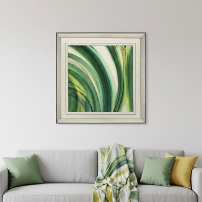 Modern Abstract Green Curvy Leaves Silver Framed Wall Art HomeRoots