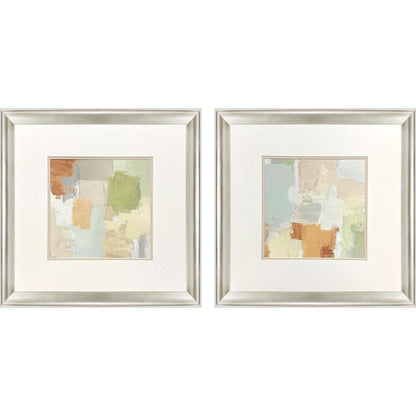 Set Of Two Painted Sketch Silver Framed Wall Art