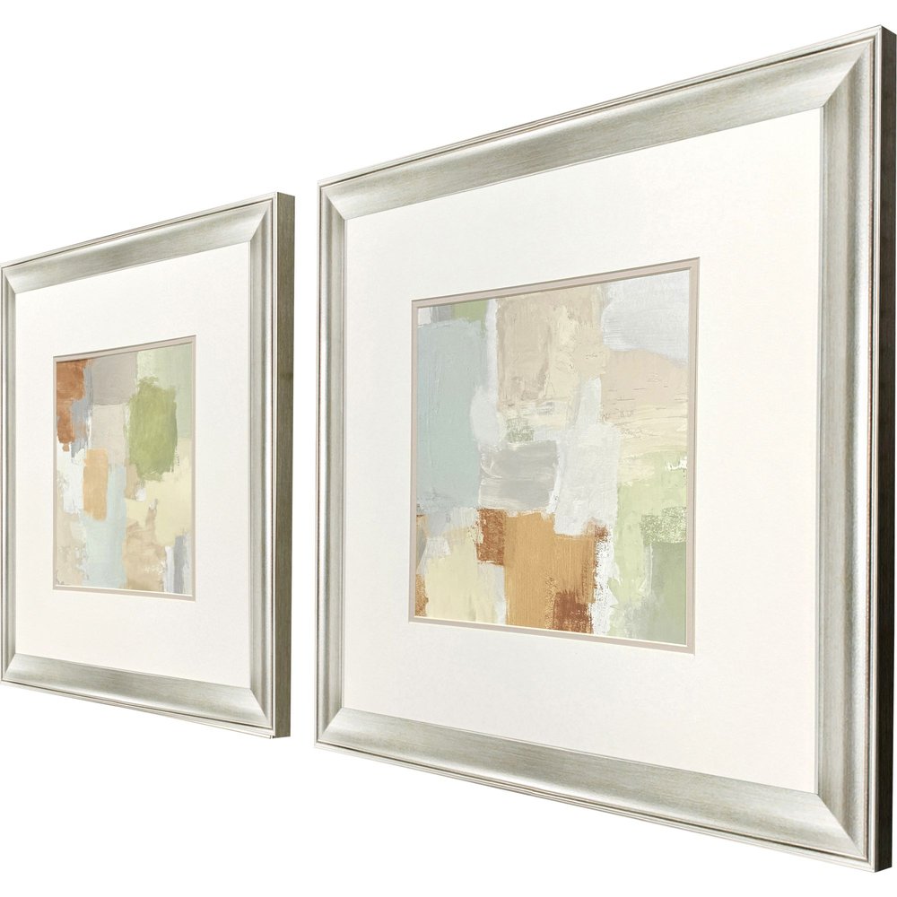 Set Of Two Painted Sketch Silver Framed Wall Art — view 2
