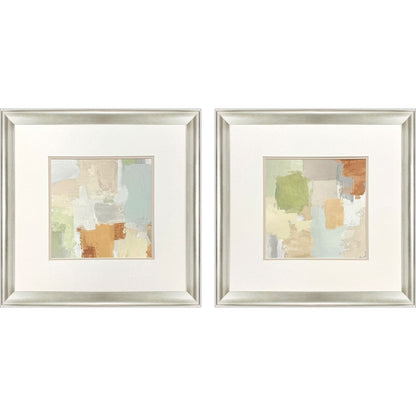 Set Of Two Painted Sketch Silver Framed Wall Art