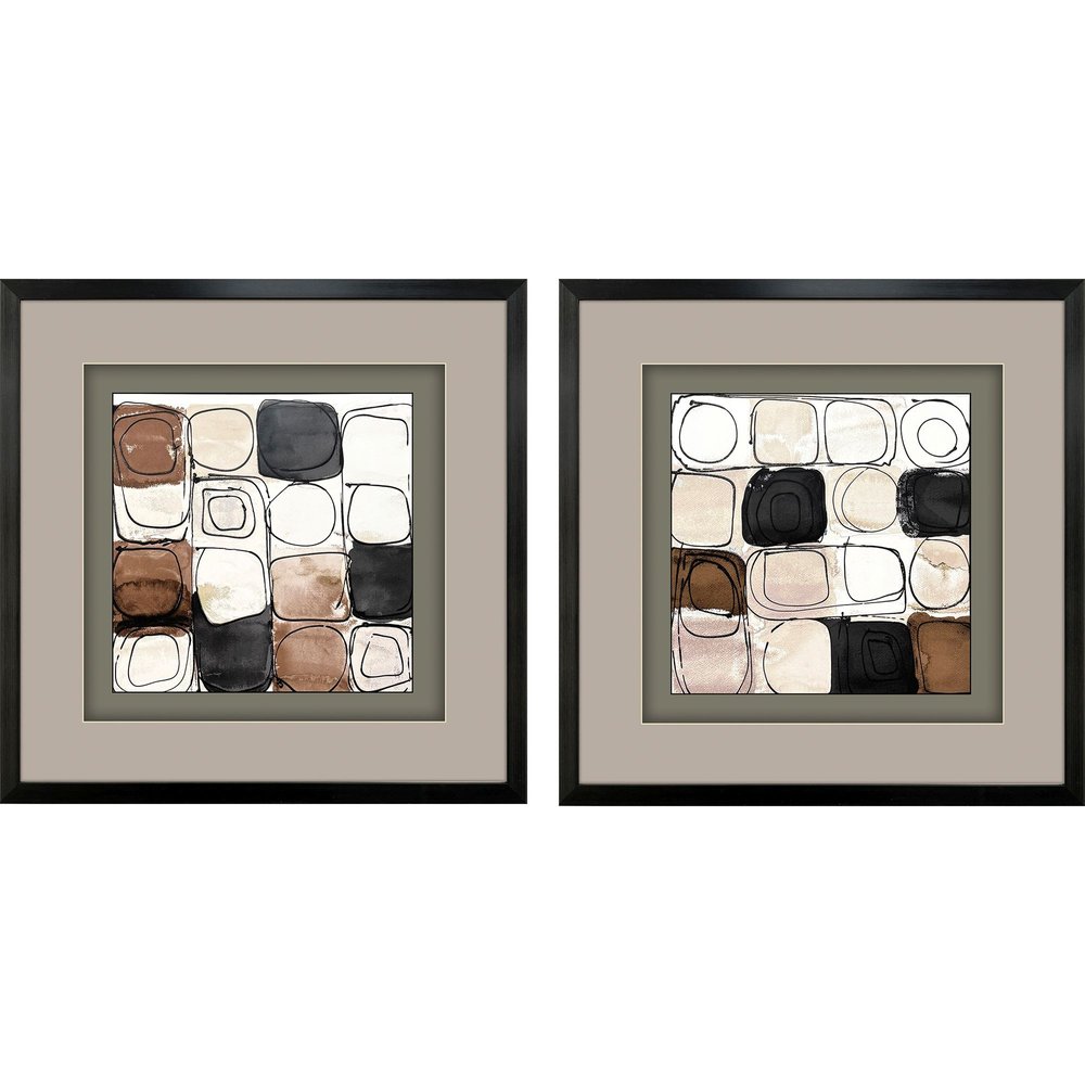 Set Of Two Circular Square Black Framed Wall Art — view 1