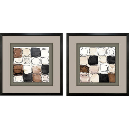 Set Of Two Circular Square Black Framed Wall Art