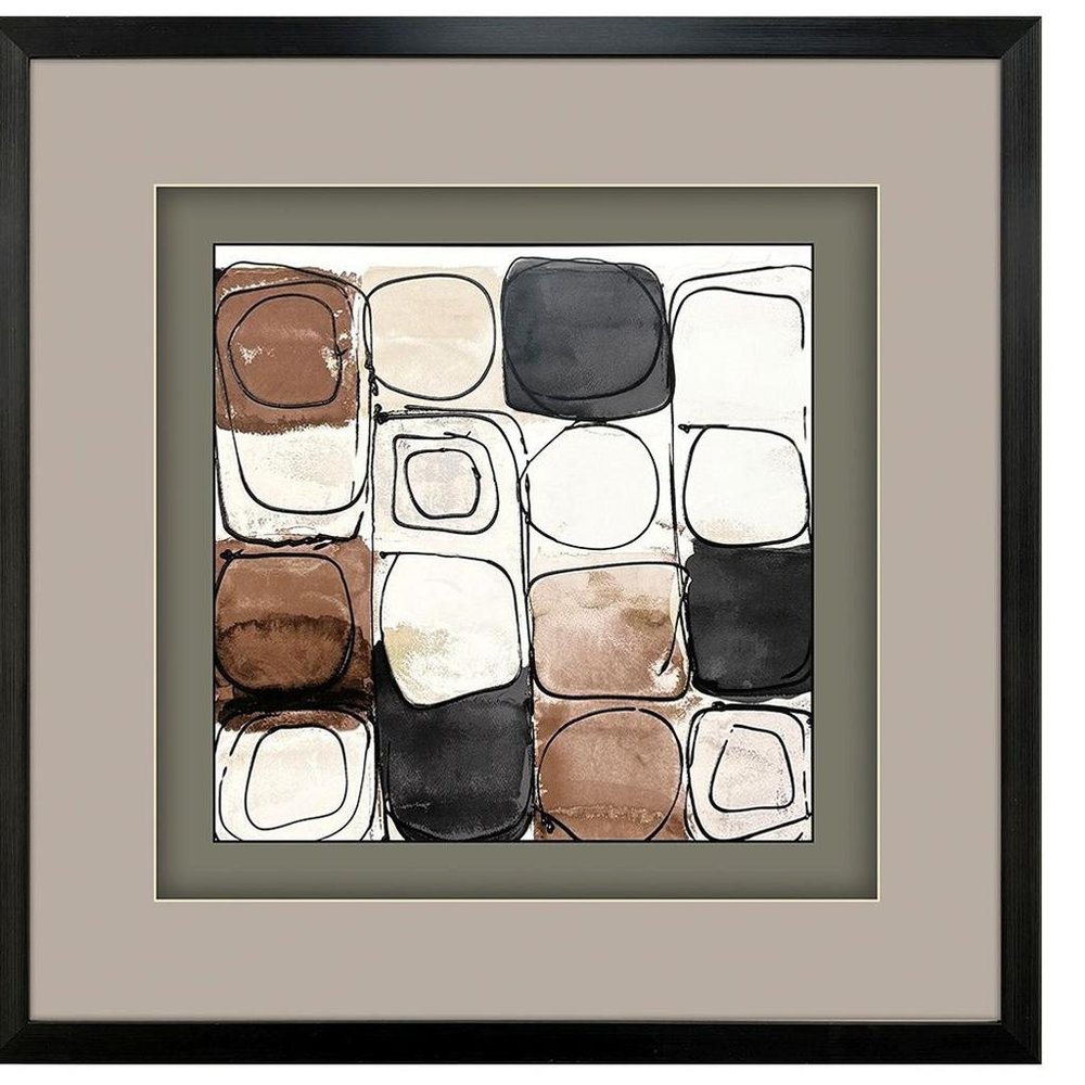 Set Of Two Circular Square Black Framed Wall Art