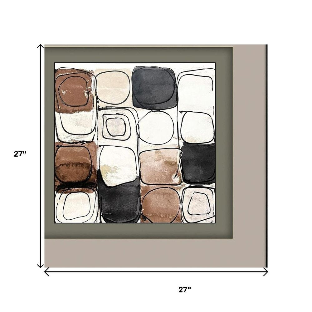 Set Of Two Circular Square Black Framed Wall Art